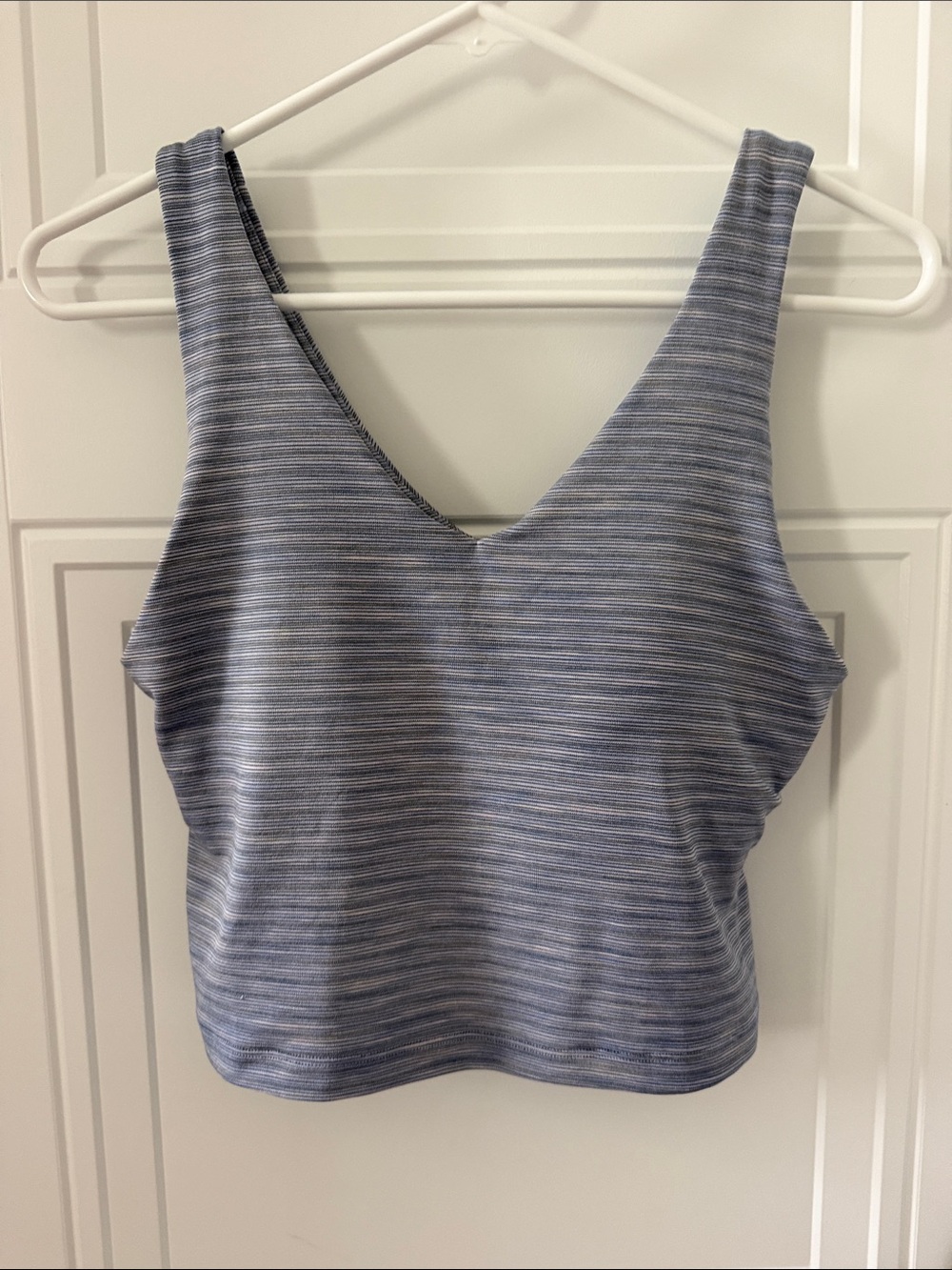 Athleta Light Blue Striped Transcend V-Neck Tank